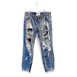 ONE Teaspoon Trashed Free Birds Vintage Blue 27